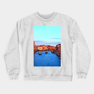 Grand Canal in Venice with Vaporettos and Gondolas Crewneck Sweatshirt